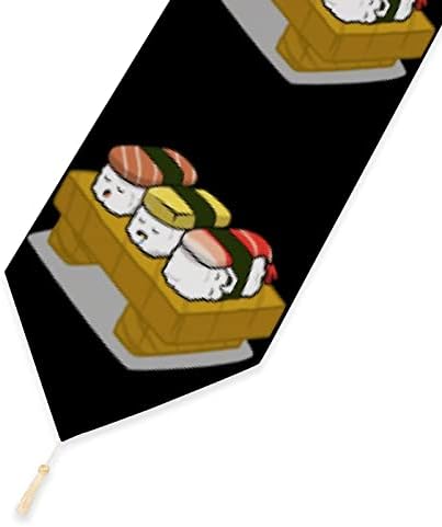 Funny sleeping Sushi Food Table Runner 90 Uskršnji Stolić za dekoraciju vjenčani odmor Crni