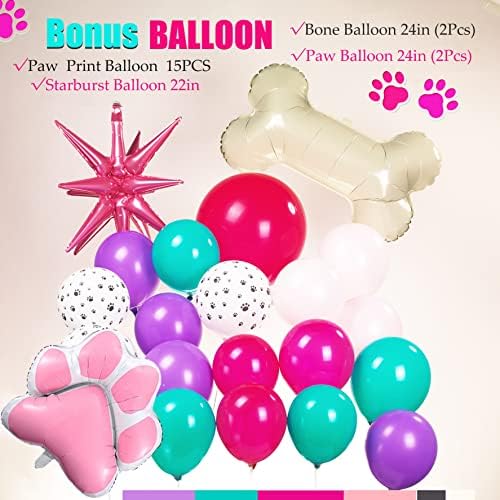 Pink paw Patrol Balloon Garland Kit 131kom Teal Pink Purple sa BONUS kosti & amp; Paw Print Baloni za Everest i Liberty Skye Girl
