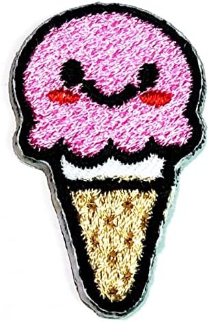 Kleenplus Mini Strawberry flaster za sladoled vezena značka pegla na šivajte na amblemu za jakne farmerke pantalone ruksaci odeća naljepnica Arts sladoled srećno lice roze zakrpe za crtiće