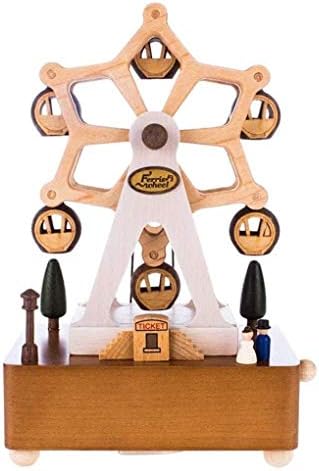 MyingBin Creative Ferris kotač Muzička kutija Rotirajuća ručno izrezbarena ClockWork Drvena muzička kutija Poklon za djecu