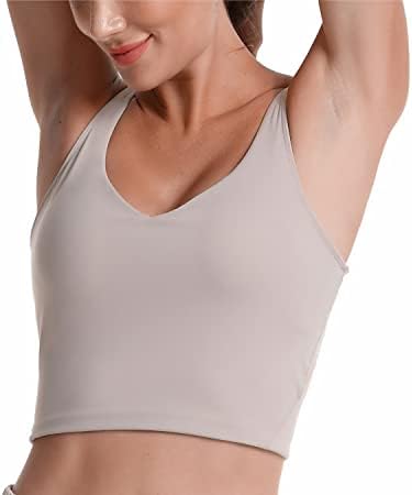 Sunzel workout Tank za žene, Parangalni podstavljeni sportski grudnjak slatki Crop Active Tops, atletsko trčanje Gym Yoga Shirt
