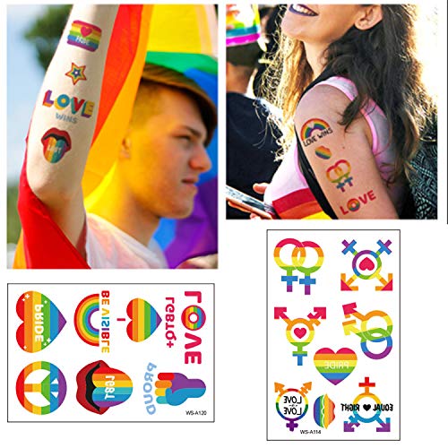 Stken 10 listova Rainbow Tattoo naljepnica Privremena tetovaža Gay Pride Parada Body Party Party Party Proslava Dekoracija ličnosti