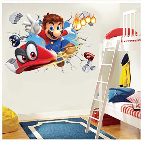 Teloni Super Mario Wall Stickers Elektronske igre Cartoon Wall Decals DIY Peel and Stick vinyl wall Decor za djecu dječake spavaća