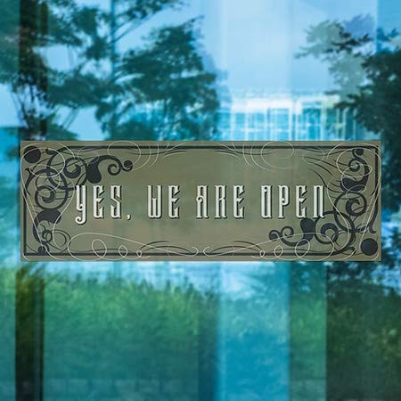 CGsignLab | Da, mi smo otvoreni -Victorian gotic prozor Cling | 36 x12