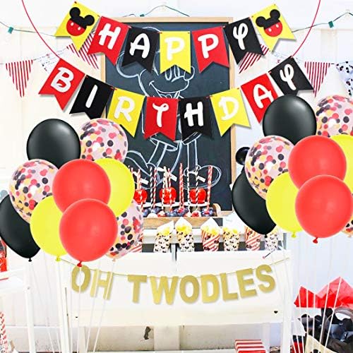Crtani moz Tambao je 2. rođendan ukrasi - crtani miš OH Twodles Banner Garland Cartoon Mouse Glave baloni za rođendanske potrepštine