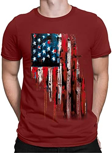 Miashui Shirts for Big Men mens Independence Day Flag is modern Casual Small Printed Cotton t Shirt shirt Sleeve T