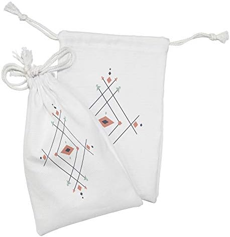 Lunadljiva aztec torba za tkaninu 2, minimalistički apstraktni latinski američki nadahnuti dizajnerski dijamanti i strelice Ispis, mala torba za vuče za toaletne potrepštine, 9 x 6, tirkizni koralj