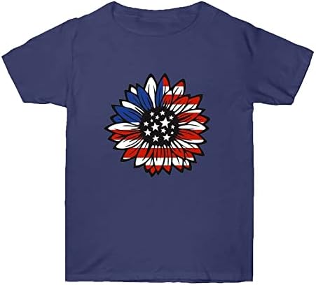 Patriotske majice za žene USA zastava Ljeto kratki rukav O vrat Thirt Stripes Tie-Dye Loose Fit Casual Party Bluze Top