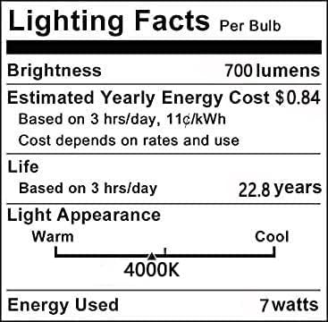Lxcom rasvjeta A19/A60 Globus sijalica 7W ekvivalentna 70 W 4000K prirodno Bijela LED sijalica uređaja dekorativna Vanity svjetla
