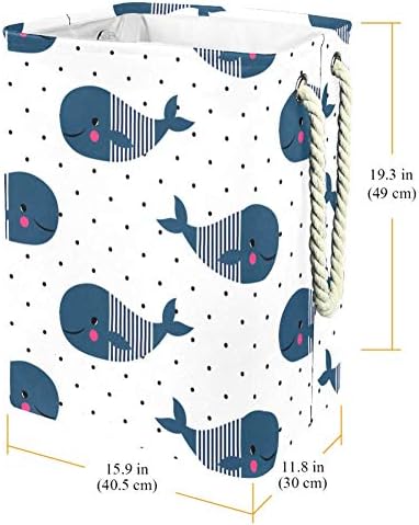 Slatki crtani kitovi na tačkama 300d Oxford PVC vodootporna odjeća Hamper velika korpa za veš za ćebad igračke za odjeću u spavaćoj sobi
