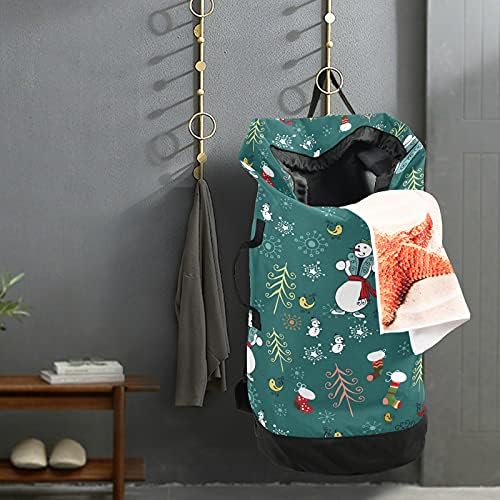 Božić snjegović 02 torba za pranje veša Heavy Duty ruksak za pranje veša sa naramenicama i ručkama putna torba za veš sa zatvaračem