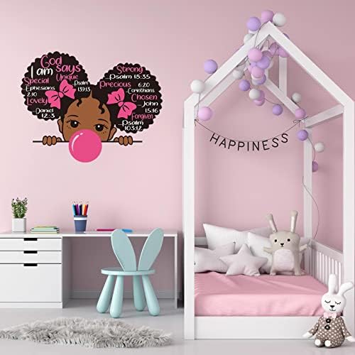 Zidne naljepnice za crne djevojke spavaća soba, inspirativne naljepnice s citatom Afroamerička zidna naljepnica motivacijska izreka ružičaste pozitivne naljepnice za bebe za zidni dekor spavaće sobe u vrtiću