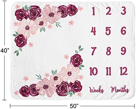 Sweety Jojo dizajn Burgundija ružičasta akvarel cvjetna djevojka prekrivač mjesečno mjesečno novorođenčeti za bebe tuš za tuš memoriju