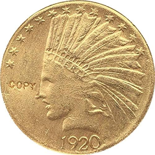 24-K pozlaćen 1920-s 10 USD zlatni indijski poluorasni novčić kopirajte kopiranje poklon za njega