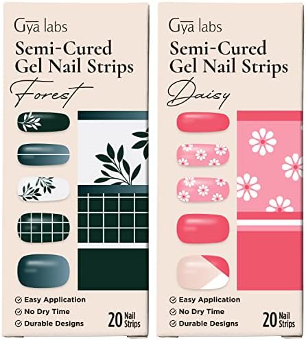 Gya Labs set naljepnica za nokte-dugotrajni nokti za žene - Polusušene gel trake za nokte - naljepnice za nokte za Nail Art Kit / sezonska šuma & sezonska Daisy