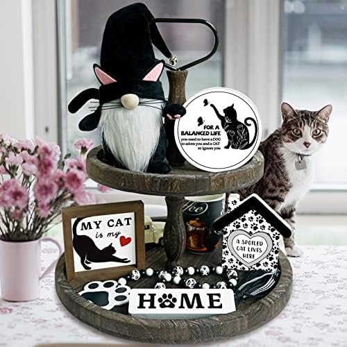 Crna Mačka Gnome Regied dekor, CAT Gnomes Plish, Mačke Claws Woods Signals, ljubimac Ljubavnik Kuhinjski stol Dekor za kućne ljubimce, ljubimce za ljubimce za kućne ljubimce za kućne mačeve