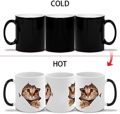 Kaliamarna šolja za promenu toplote, smešna keramička šolja za kafu za promenu toplote za mačke, šolja za kafu osetljiva na toplotu