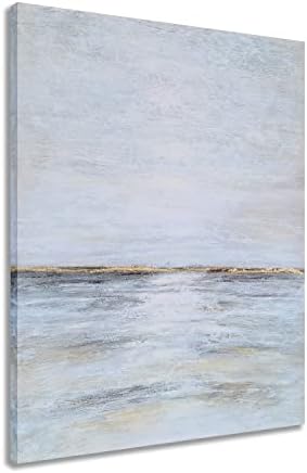 SYGALLERIER Sažetak Ocean Canvas Wall Art-Ručno obojene moderne uljane slike na plaži - savremene kostalne slike za dnevni boravak