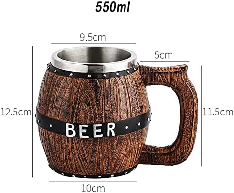 Vintage Viking piv, 18 oz Birga drvena piva, hrastov piv tankard, rezbarenje drveta Šolica za pivo od drveta Eko prilagođeno piv za