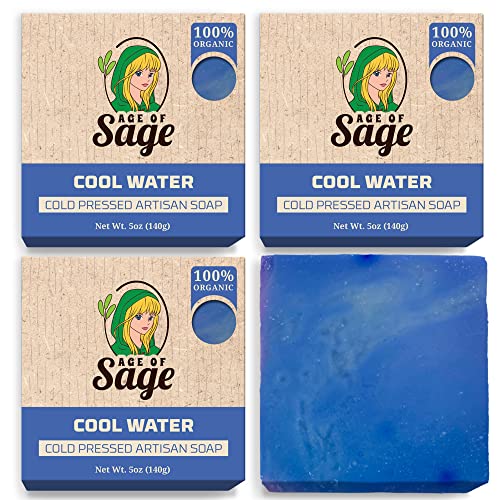 Age of Sage prirodni sapun Poklon Set za muškarce-veganska kupka ručno rađeni hladni proces Zanatski sapun sa eteričnim uljem, aromatični svi hidratantni sapuni za pranje, mirisni miris hladne vode