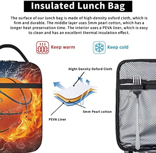 Piuynsb izolovana torba za ručak,kutija za ručak za dječake za višekratnu upotrebu prenosiva torba za ručak za djevojčice žene za muškarce i odrasle Baseketball