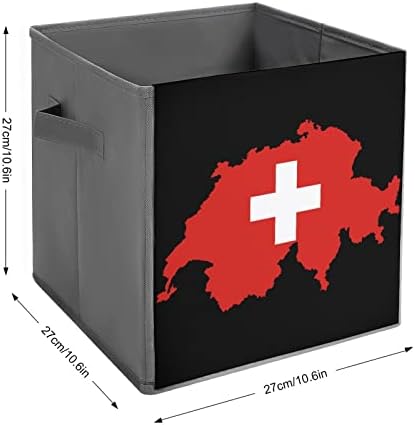Švicarska Švicarska država zastava Karta sklopive kanti za pohranu Printd tkanini kocke košare kutije sa ručkama za odjeću igračke,