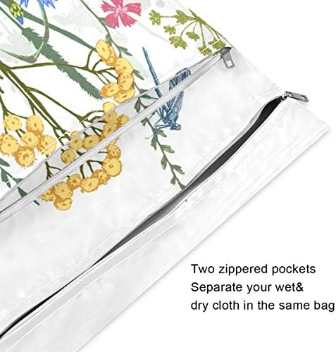 Keepreal 2pcs Travel Mover i suha torba, mokri torbe za višekratnu upotrebu Organizator s dva patentni patentni džep za tkaninu pelene,