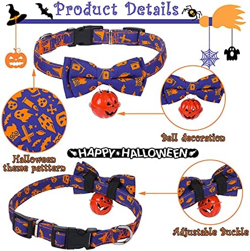 4 komada Halloween ovratnik za kućne ljubimce i bandada Set Halloween Pas CAT CALL COLLAR Pumpkin Ghost uzorak sa lukom za kravate