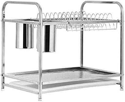GFDFD srebrna stalak za suđe - odvodni nosač za skladištenje kuhinja pribor za kuhinjski materijal za pohranu kućnog spremišta dvostruko