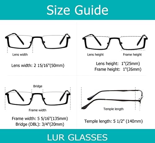 LUR 3 pakovanja pola obručnih naočala + 3 pakovanja metalnih naočala za čitanje