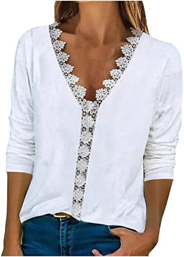 Ležerne tunike za žene Dressy V vrat čipkasta Trim majica Trendy cvjetni štampani 3/4 rukavi bluza ljetne majice