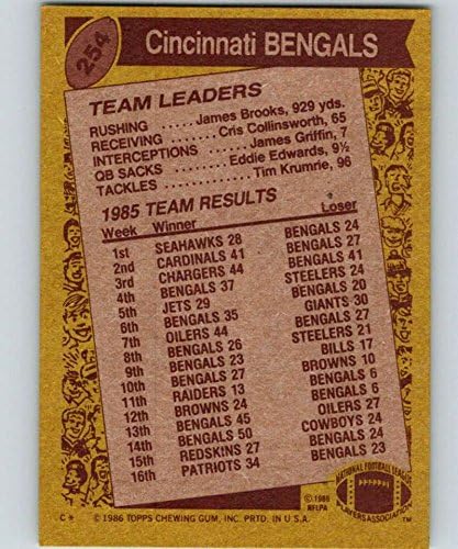 Nogometna trgovačka kartica NFL 1986 TOPPS # 254 Boomer Esiason TL Nm u blizini mint Bengals