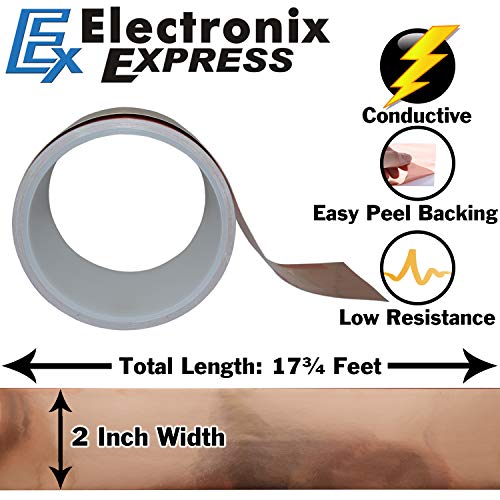 Ex Electronix Express 17 stopa od 2 inča široke bakrene folije sa ljepilom - provodljivo s obje strane za EMI zaštitu, električne