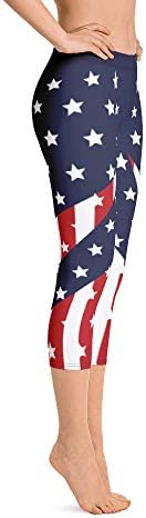 Američka zastava Capri gamaše za žene Stribe Stripes 4. jula trčanje hlače