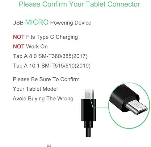 [2-Pack] USB kabl za punjenje mikro kabla kompatibilan sa Samsung Galaxy Note, Tab A, E, S2, 3, 4, 7.0 8.0 9.6 9.7 10.1, SM-T280/ 350/580/ 113/377/ 560/713/ 813/230/530 Tablet