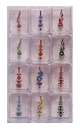 ASHIRWAD Indijski višebojni višebojni, Multi dizajn kamenog kristala bindis za višekratnu upotrebu, tika za čelo, naljepnice za lice
