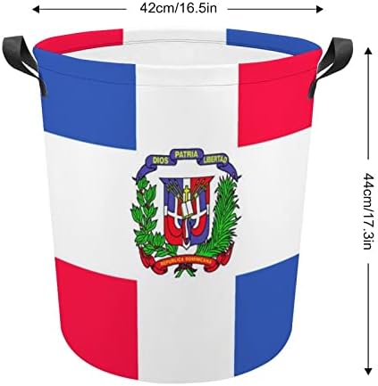 Korpe za veš sa zastavom Dominikanske Republike sa ručkama vodootporne sklopive okrugle korpe za odeću Organizator kante za odlaganje