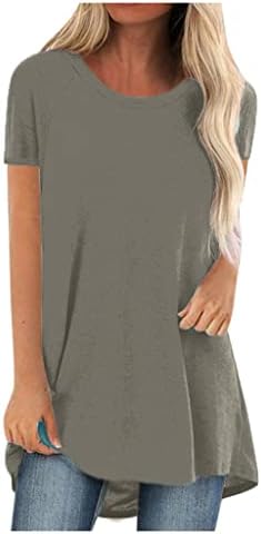 Ljetna ležerna tunična kratka rukava za žene za nošenje s nošenjem s narezom O-izrez majica labava bluza