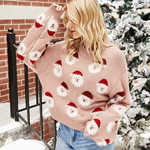 Ženski pleteni božićni džemperi slatki santa ispisuju pulover na vrhu Crewneck džemperi dugih rukava