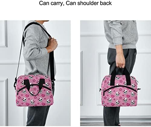 Mnsruu izolovana torba za ručak Pink Skull Girl torba za ručak za višekratnu upotrebu sa podesivom naramenicom