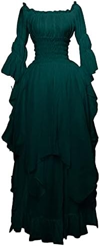 Renesansna haljina Ženska Srednjovekovna hemijska haljina seljačka na vrhovima Irska Visoka Niska Viktorijanska haljina sa ramena haljine sa volanima