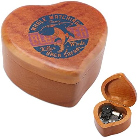 Killer Whale Vintage Wooden ClockWork Musical Box Glazbeni box Pokloni za ljubitelje porodice prijatelji