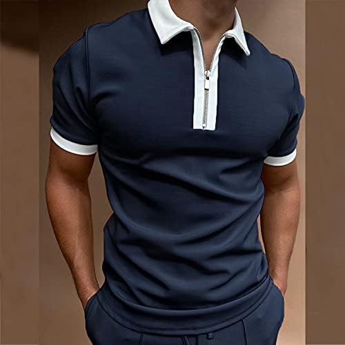 Muške polo od mišićnih košulja Hipster 2023 Ljetne kratke rukave na vrhu casual zip up comfy labave fit polo golf t majice