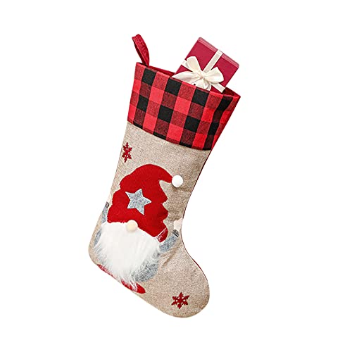 Božićne poklon čarape - Novi klasični crveni plaćeni lijepi gnome uzorak viseći čarape za Xmas party ornament