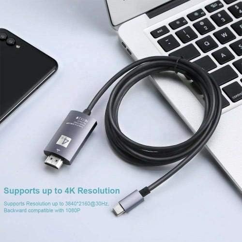 Kabl za GoPro Hero 7 srebrna - SmartDisplay kabl - USB tip-c do HDMI, USB C / HDMI kabel za GoPro Hero 7 srebro - Jet crni