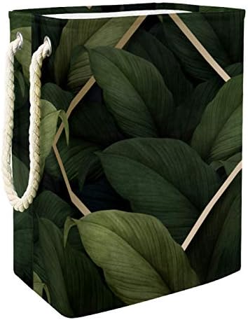 Korpa za veš Vintage tropske biljke ostavlja sklopivu lanenu korpu za odlaganje veša sa ručkama odvojivi nosači koji dobro drže vodootporne