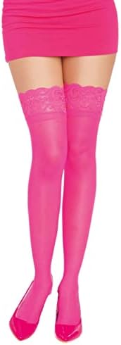 Dreamgirl ženska čista butina-visoke čarape sa silikonskim čipkastim vrhom