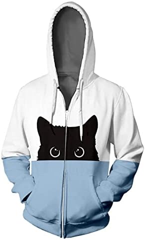 Lover Cat Print Hoodie Hip Hop patentni zatvarač Oprezan dugih rukava bluza za bluze s kaputima