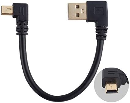 Herfair USB na Mini USB kabl, 6 inčni USB muški na Mini USB muški kratki kabl, pozlaćen 90 stepeni pravim uglom Mini USB Extender Lead