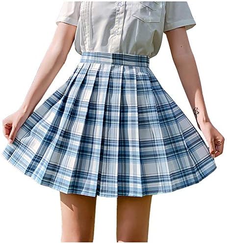 Kratke suknje ženske modne škole karirane plisirane suknje visokog struka akademske školske djevojke suknje sa tregerima za